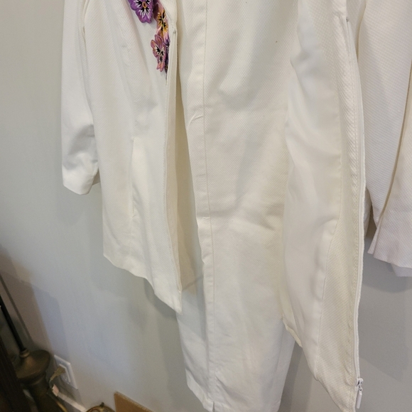 Bob Mackie Wearable Art Stunning Pants & Jacket In White Cotton Med - Picture 2 of 10